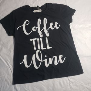 ANVIL black and white coffee till wine tee shirt